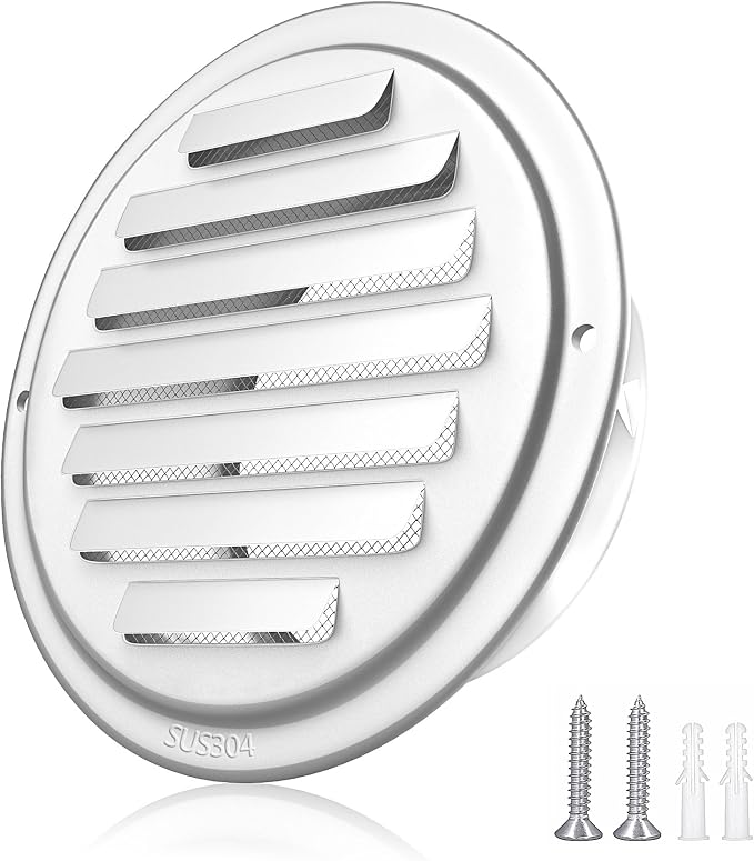 3'' Shiny Silver Paint Stainless Steel Air Vents, Louvered Grille Cover Vent by puunkeey
