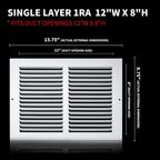 12x8 Vent Cover(Duct Opening Size),Air Return Vent Cover,Flat Vent