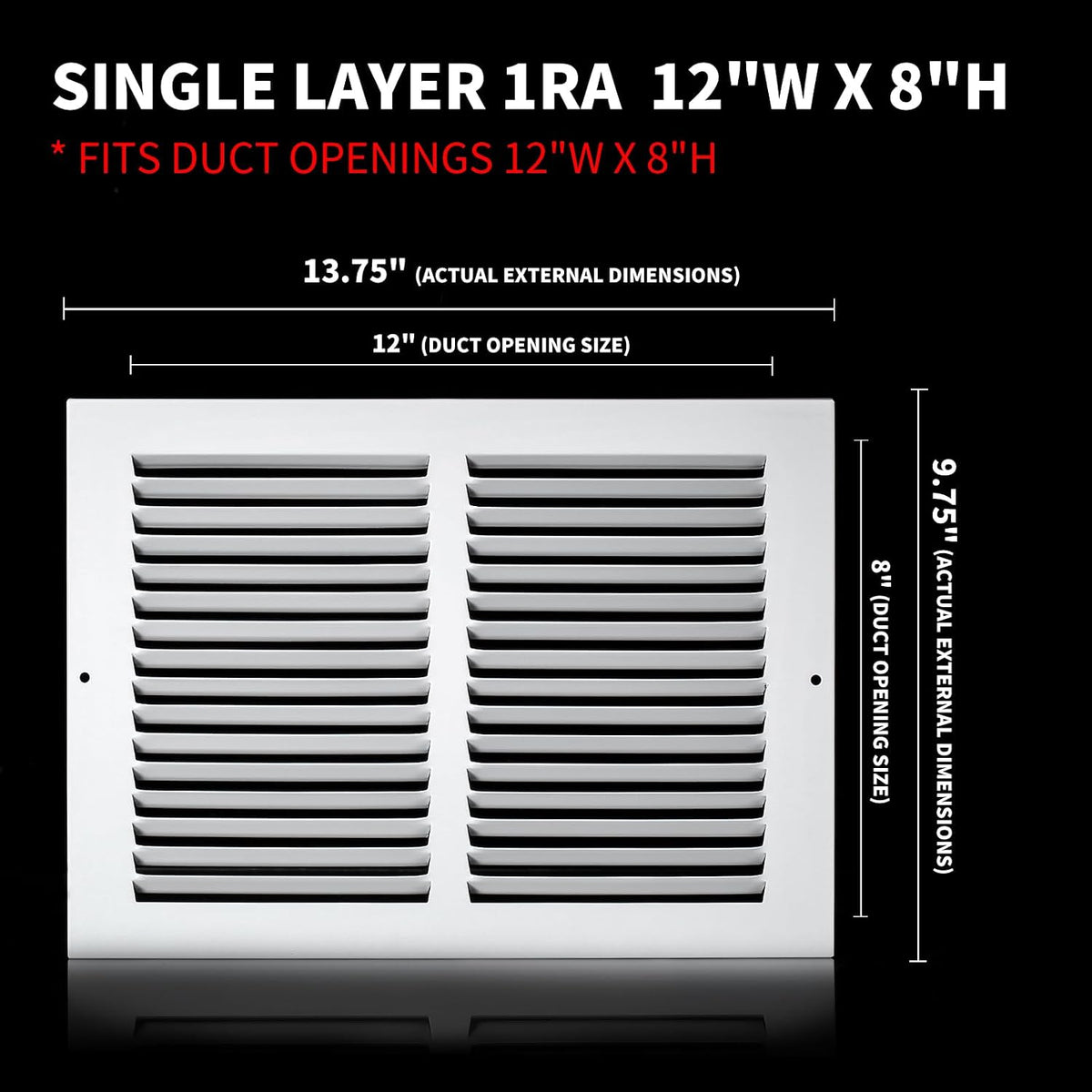 12x8 Vent Cover(Duct Opening Size),Air Return Vent Cover,Flat Vent