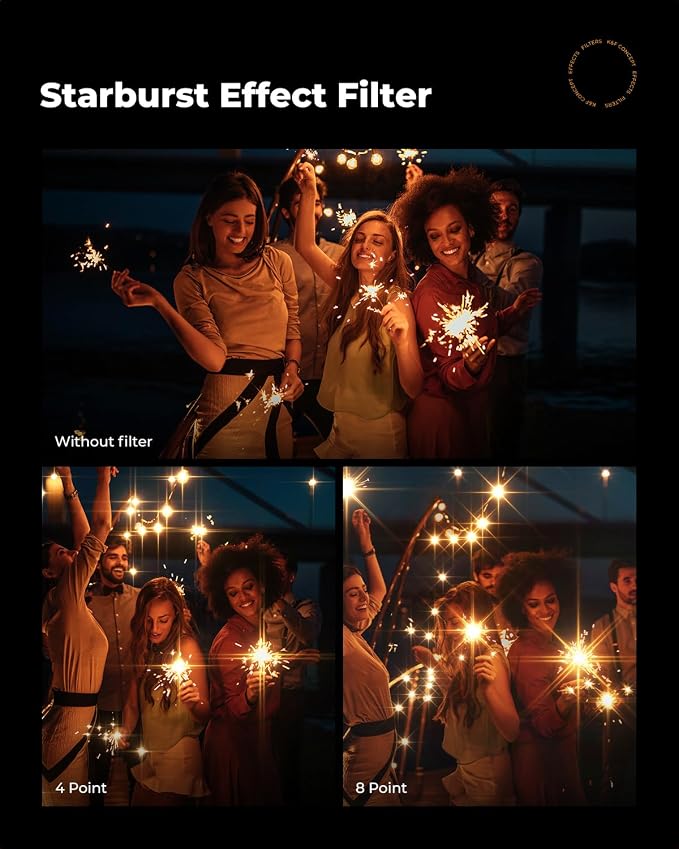 K&F CONCEPT 55mm Variable Star Filter Cross Screen Starburst Filter 4, 8 Points - Image 5