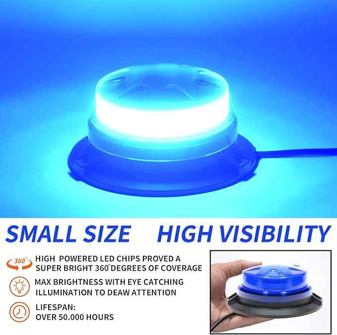 AUXMOTEC Blue Led Emergency Strobe Beacon Lights Bar