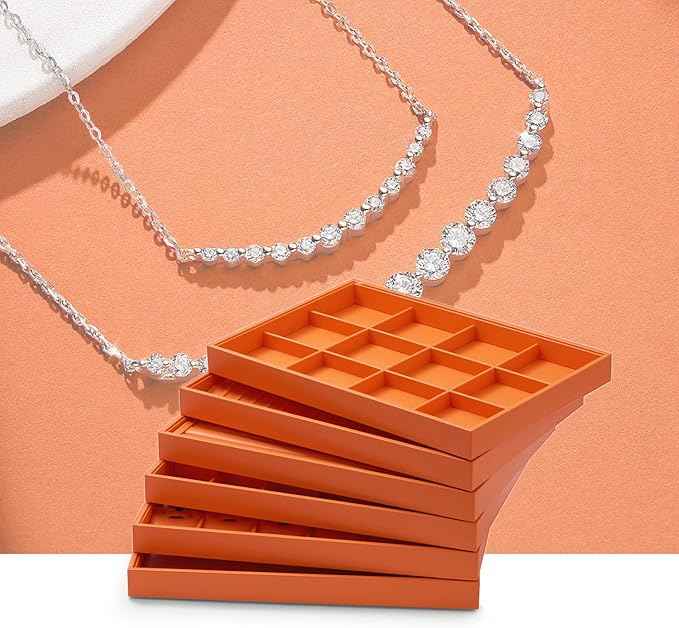 Oirlv Luxury Leather Jewelry Tray Necklace Bracelet Organizer Tray Stackable