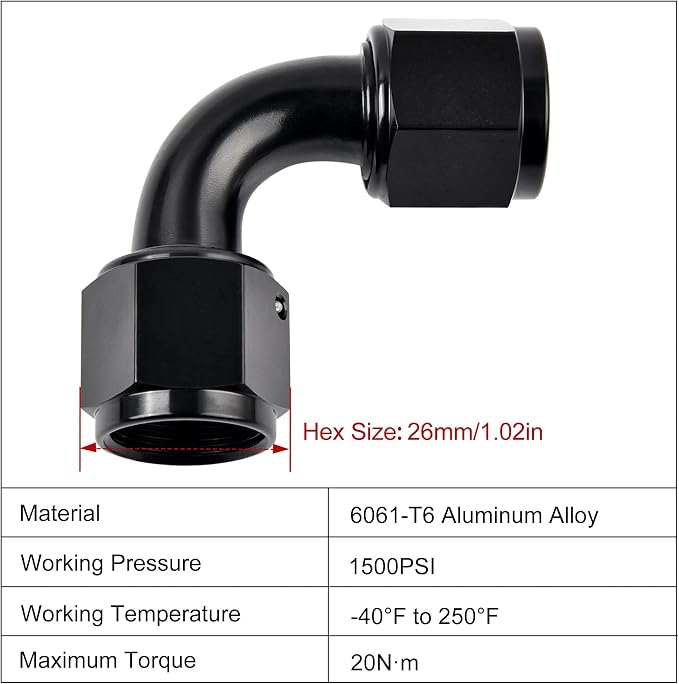 EVIL ENERGY 10AN Female to 10AN Female 90 Degree Swivel Coupler Union Fitting - Image 2