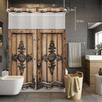 Wood Barn Door No Hook Shower Curtain - Image 2
