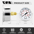 0-160 Psi Glycerin Liquid Filled Low Pressure Gauge, 2.5" Dial Size, 1/4" G - Image 3