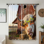 Farm Yaks Living Room Curtains 84 Inch Length, Window Curtains Tab Top - Image 2