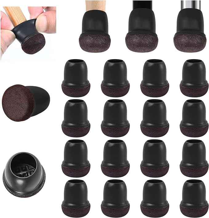 Ezprotekt 24 Pcs Small Black Silicone Chair Leg Floor Protectors