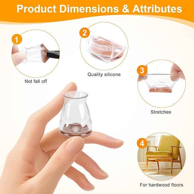 CHUNZEXI 16 Pack Extra Small Chair Leg Floor Protectors