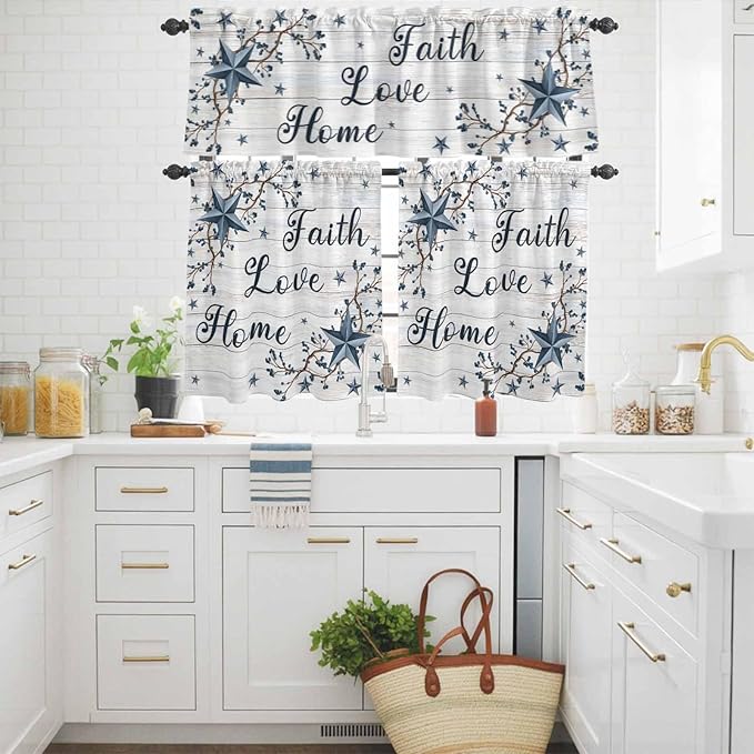 Farmhouse Kitchen Curtains Set 3 Piece - Image 3