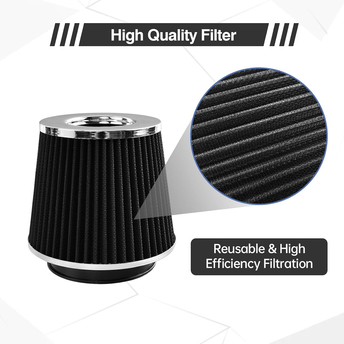 Universal Clamp On Air Intake Filter Fits 3"/3.5"/4" Three Sizes