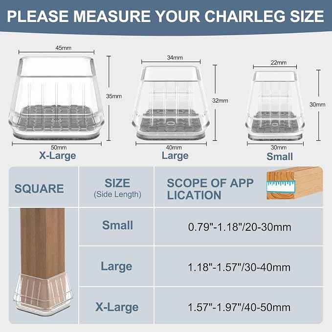 24PCS Square Chair Leg Floor Protectors