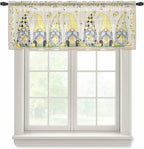 Rustic Lemon Gnomes Sheer Valance Curtains, Summer Fruit Leaves Retro Linen by Houseown