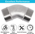 45 Degree Elbow 1PCS, 1-1/4" NPT Male X 1-1/4" NPT Male 304 Stainless Steel - Image 4