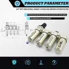 3/4" NPT Industrial Grade 4 Stage Gas Drying System Auto Drain
