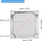 MECCANIXITY 60mm Computer Fan Filter Grills Stainless Steel Mesh Dustproof Case - Image 2