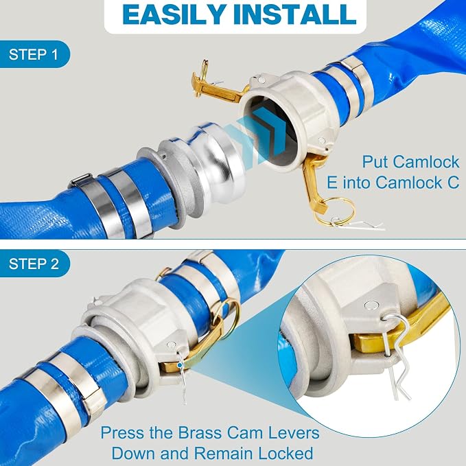 1.5" x 50 Ft Discharge Hose, Heavy Duty PVC Lay Flat Water Backwash Hose - Image 4