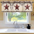 Farmhouse American Valances for Windows, Country Star Berries Vintage Wood - Image 6