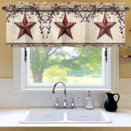 Farmhouse American Valances for Windows, Country Star Berries Vintage Wood - Image 6