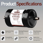 2 Pack Buck Single Flow Refrigerant Liquid Line Filter Drier 3/8" ODF Sweat - Image 2