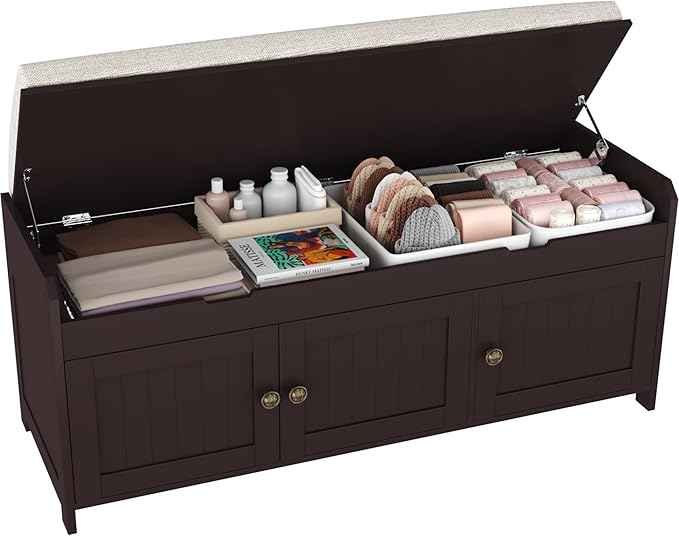 HOMEFORT 41.3" Shoe Bench with Lift Top Storage, Entryway Bench with Cushioned