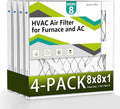 4pack 8x8x1 Air Filter MERV 8, HVAC/Furnace AC Filter Replacement, Dust by Komashr