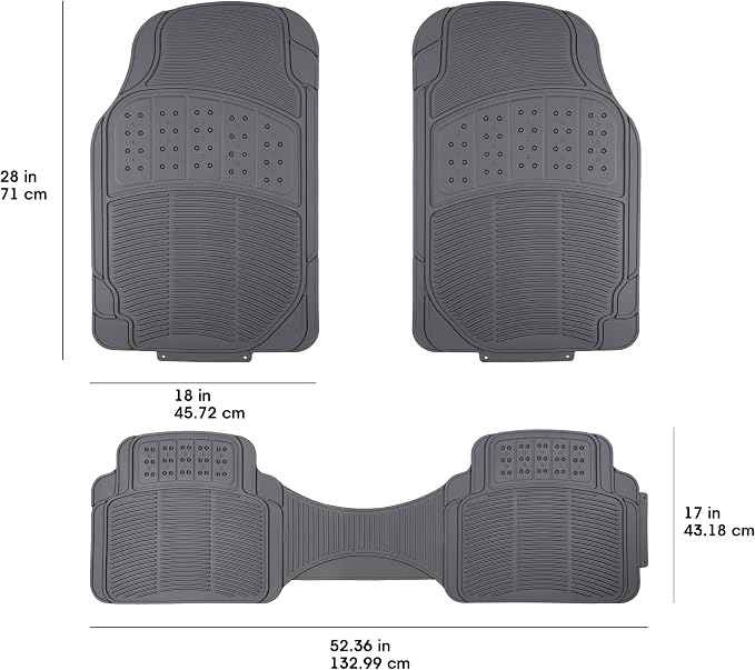 Amazon Basics Universal PVC Faux Rubber Car Floor Mats, All Weather Protection
