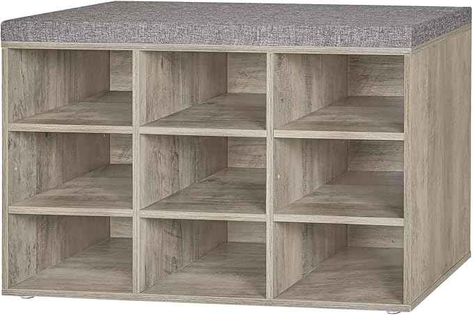 DINZI LVJ Shoe Bench, 9 Cubbies Shoe Organizer