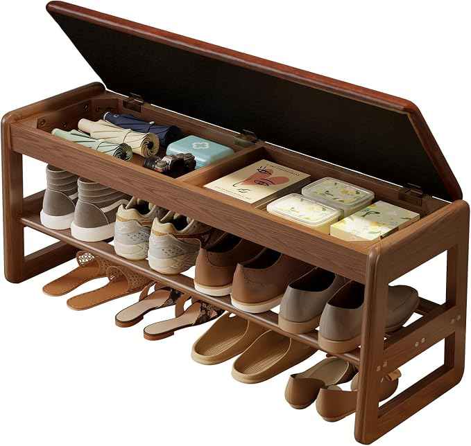 AQIMUELE Shoe Rack Bench, 2 Tiers Shoe Bench
