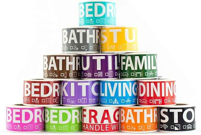 750 Moving Labels for 4 Bedroom Home — Color-Coded Room Stickers & Fragile