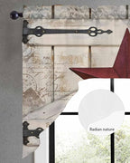 Village Stars Swag Kitchen Curtains Valance and Tier Set, Vintage Dark Red Star - Image 5