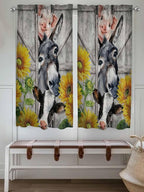 Farmhouse Living Room Curtains 72 Inches length, Vintage Sunflowers Animals - Image 4