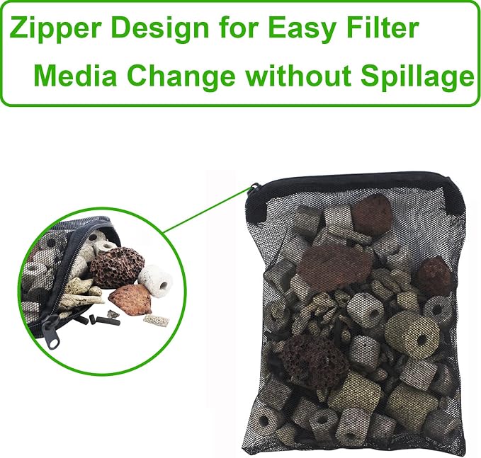 10 Pcs 3" x 8" Aquarium Filter Media Bags, Fish Tank Media Mesh Filter Net Bags - Image 5