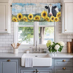 Cow Sunflowers Curtain Valances - Image 2