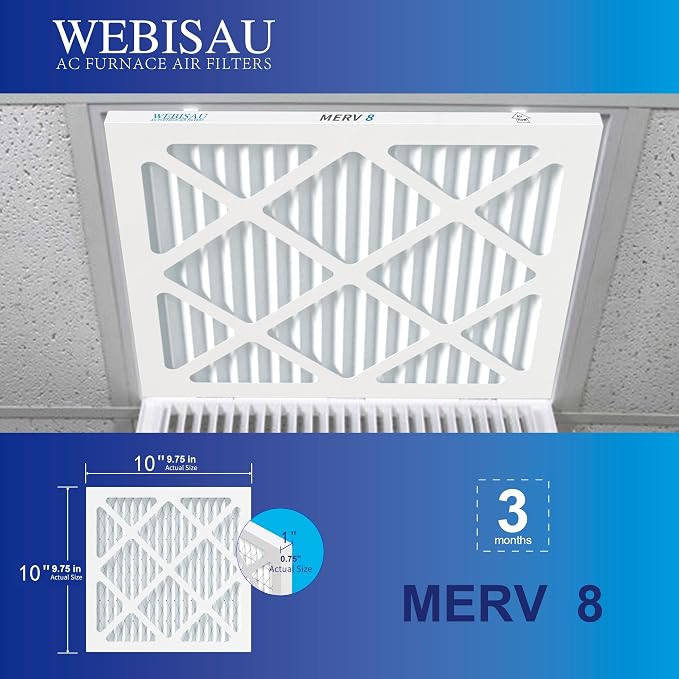 10x10x1 Air Filter MERV 8 MPR 600 6Pack Furnace Filters Pleated HVAC AC Furnace - Image 4