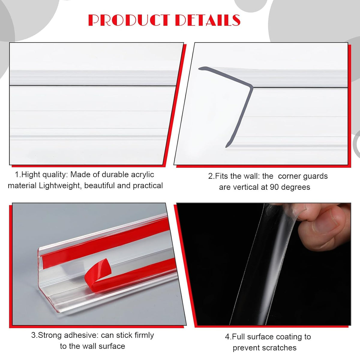 10 Pcs Wall Corner Protector, Clear Self-Adhesive Corner Protectors