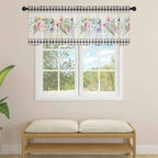 Blue Pink Floral Sheer Valance Curtains, Spring Summer Botanical Linen Black - Image 4
