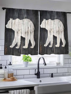 Sheer Curtains 45 Inch Length, Rustic Counrty Vintage Wood Grain Privacy Voile - Image 5