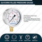 MEASUREMAN 2-1/2inch Dial Size, Oil Filled Pressure Gauge, 0-600psi/4000kpa - Image 2
