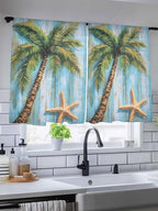 Sheer Curtains 45 Inch Length, Coastal Beach Tree Semi Sheer Curtains Light - Image 5