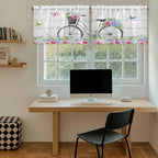 Spring Tier Curtains, Bicycles Botanical Rose Leaves Butterfly Wood Grain Light - Image 6