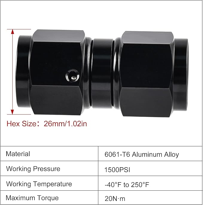 EVIL ENERGY 10AN Female to 10AN Female Straight Swivel Coupler Union Fitting - Image 2