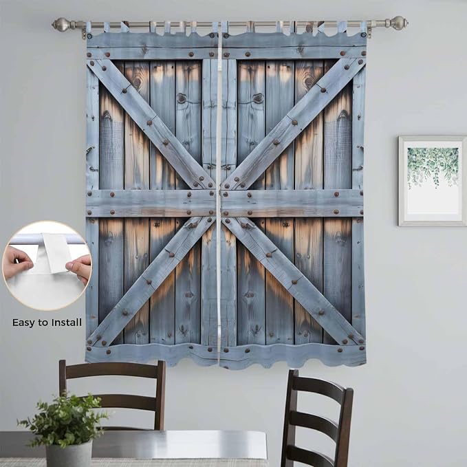 Farmhouse Wood Grain Living Room Curtains 84 Inch Length, Window Curtains Tab - Image 4