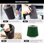 RYANSTAR RACING 89mm 3.5" High Flow Round Tapered Cone Cool Air Filter Cleaner - Image 4