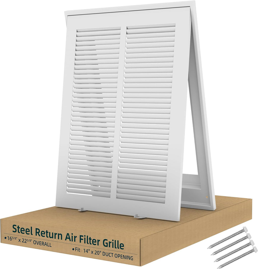 Return Air Filter Grille for 14x20 Ducts, Steel Air Vent Cover with