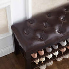 Shoe Storage Bench with Cushion, Entry Bench with Storage Solid Wood Shoe Bench