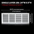 24x8 Return Air Grille, Air Return Vent Cover, Flat Vent Cover, Rejillas De - Image 2
