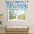 Haze Blue Retro Summer Sheer Valance Curtains, Sea Turtle Starfish Coral Ocean - Image 4
