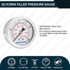MEASUREMAN 2-1/2inch Dial Size, Glycerin Filled Pressure Gauge, 0-200psi/kpa - Image 2