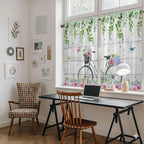 Spring Tier Curtains, Bicycles Botanical Rose Leaves Butterfly Wood Grain Light - Image 6
