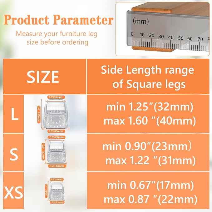 16pcs Square Chair Leg Floor Protectors, Furniture Pads